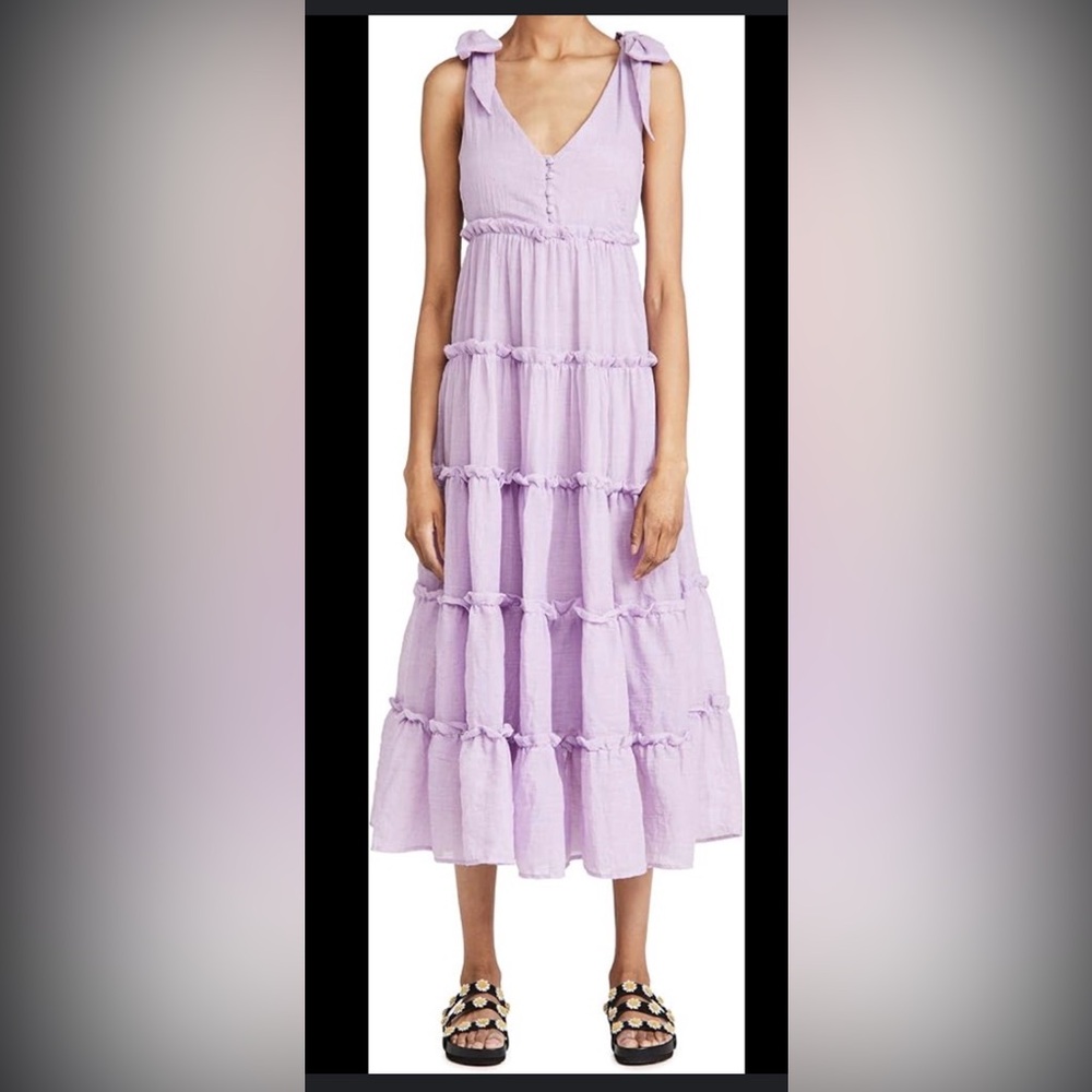 Lilac Sleeveless ruffled Tiered maxi Dress